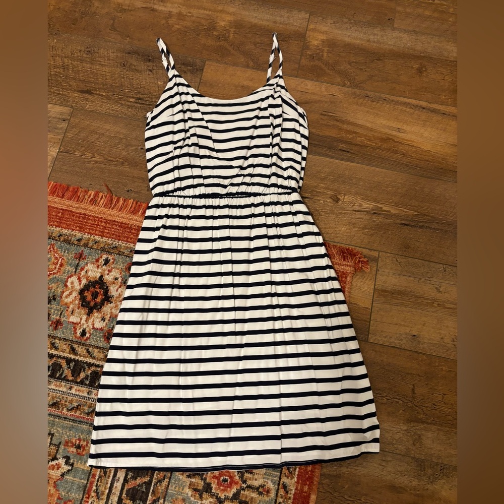 Old Navy A-line Cami Woven Navy Stripe Dress